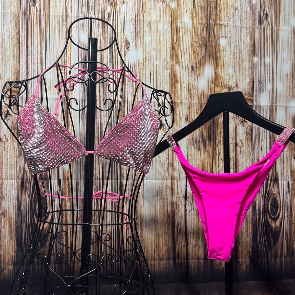 Pink Rhinestone Bikini Set NWOT